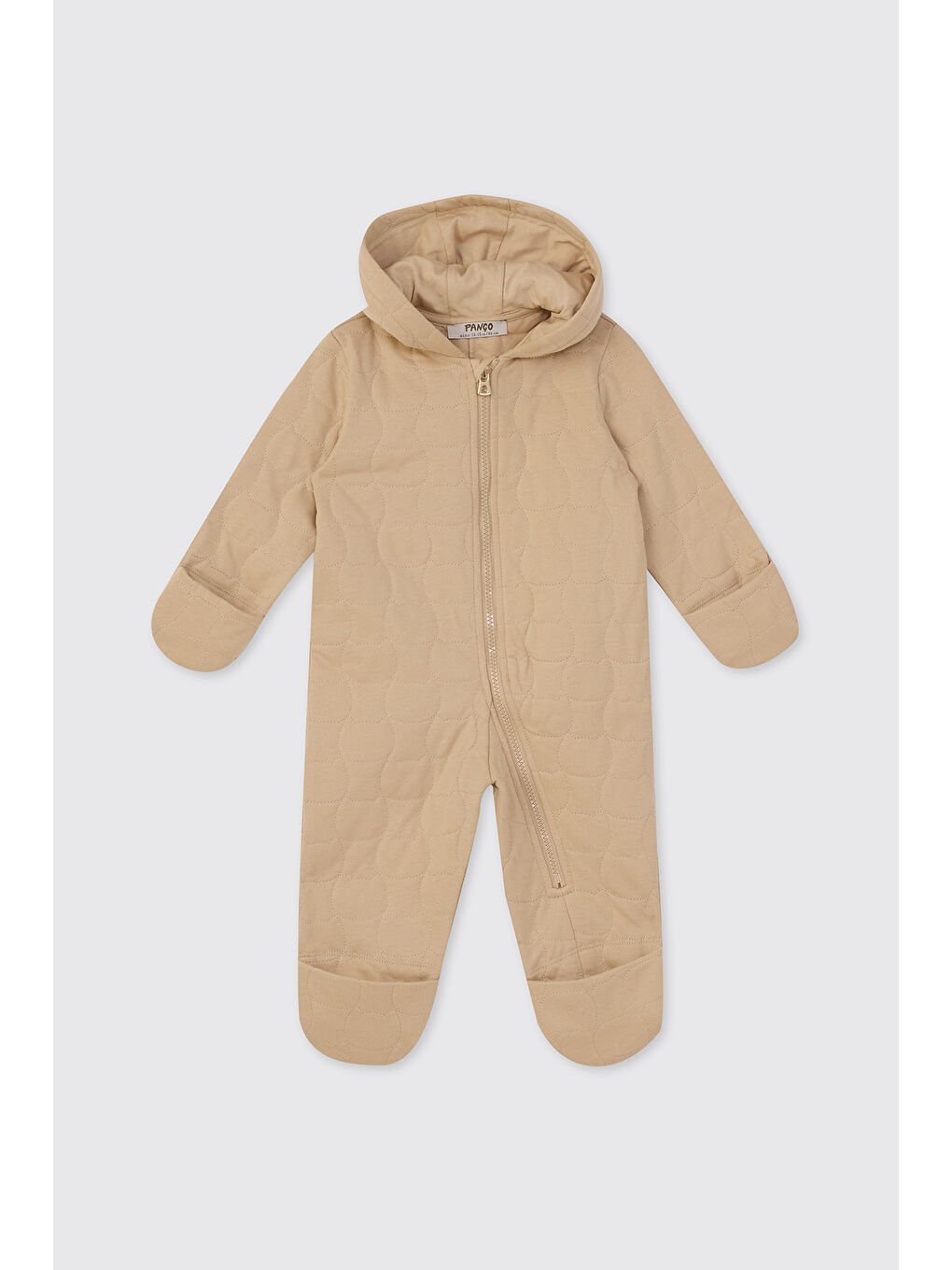 Yenidoğan Uzun Kollu Patikli Kapitone Bej Tulum