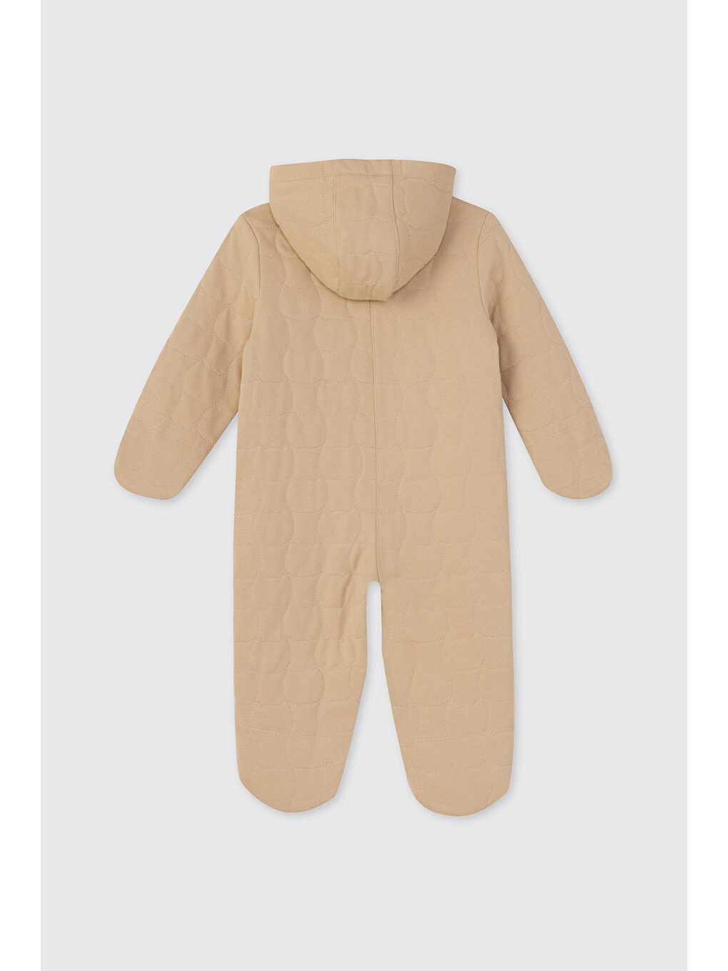 Yenidoğan Uzun Kollu Patikli Kapitone Bej Tulum-1