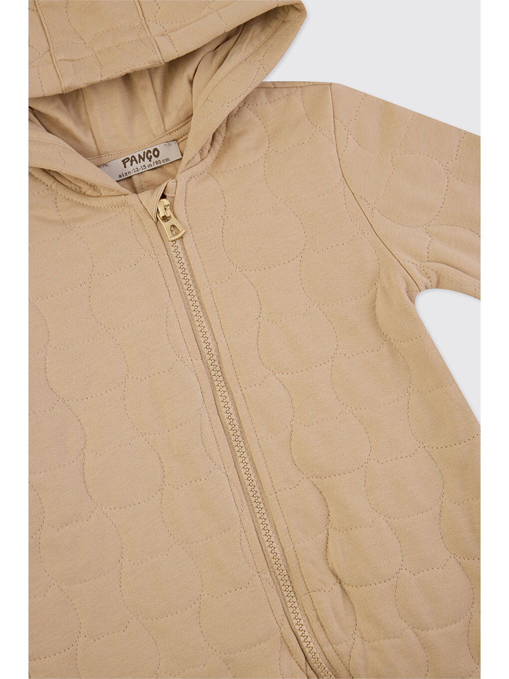 Yenidoğan Uzun Kollu Patikli Kapitone Bej Tulum-2