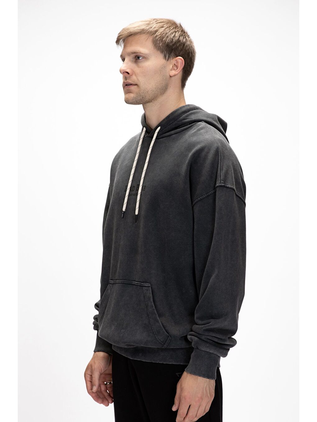 Acid Bear Kapüşonlu Siyah Oversize Erkek Sweatshirt-1