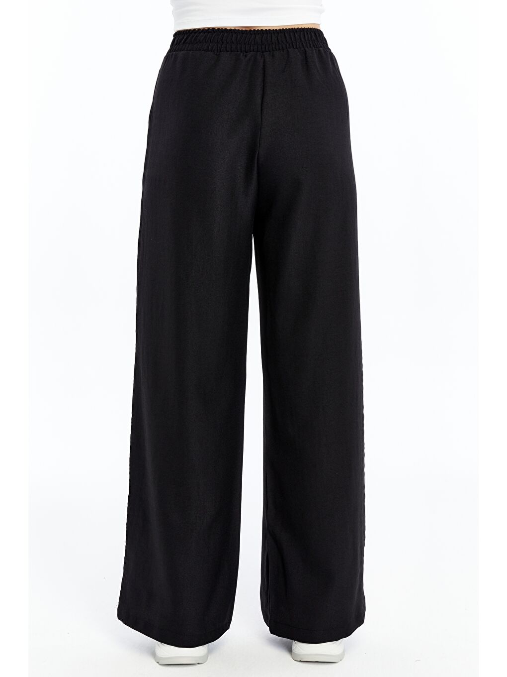 Siyah Kadın Pantolon Keten Karışımlı Belİ Lastikli Kırışmaz Pantolon KETEN-PANTOLON-6