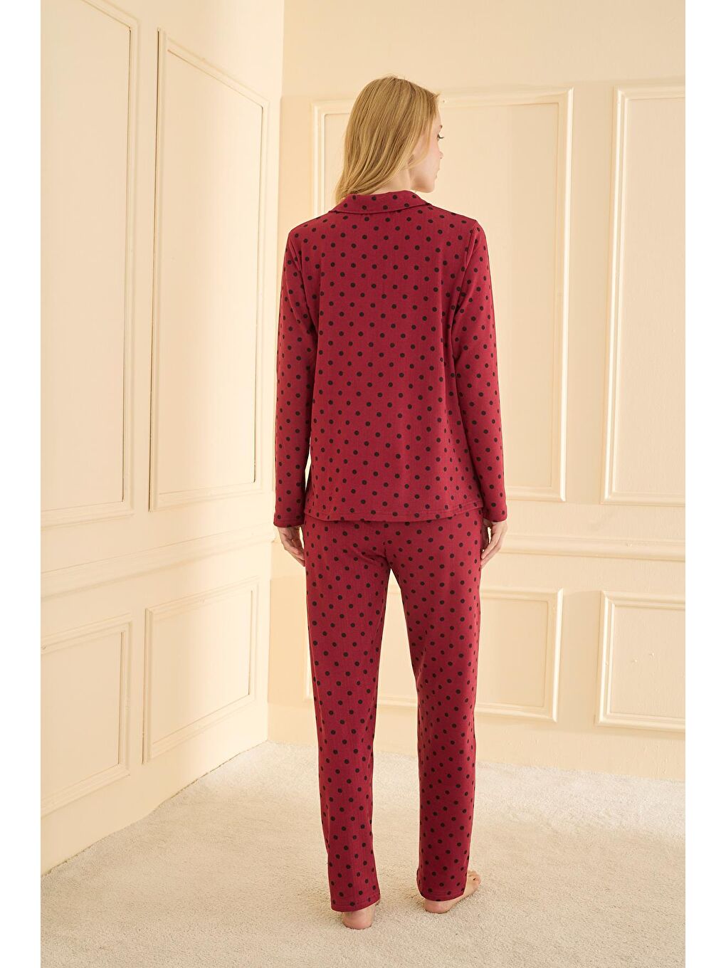 Kadın Sandy Genç Önden Düğmeli Pijama Takımı | Bordo 19103-054-2