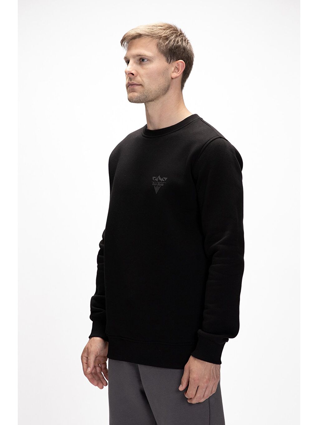 Siyah Windy Si̇yah Crewneck Erkek Baskılı Sweatshirt-1