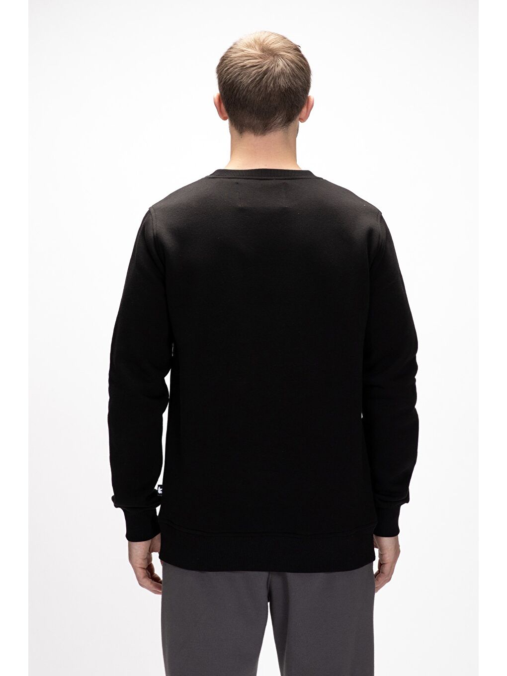 Siyah Windy Si̇yah Crewneck Erkek Baskılı Sweatshirt-2