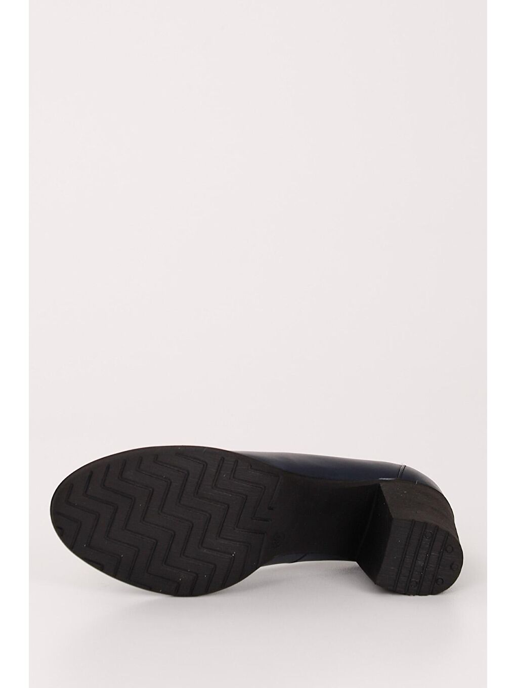 Lacivert LACİVERT  Hakiki Deri Yuvarlak Burun Kalın Orta Topuklu Kauçuk Taban Kadın Loafer Ayakkabı 24070-6