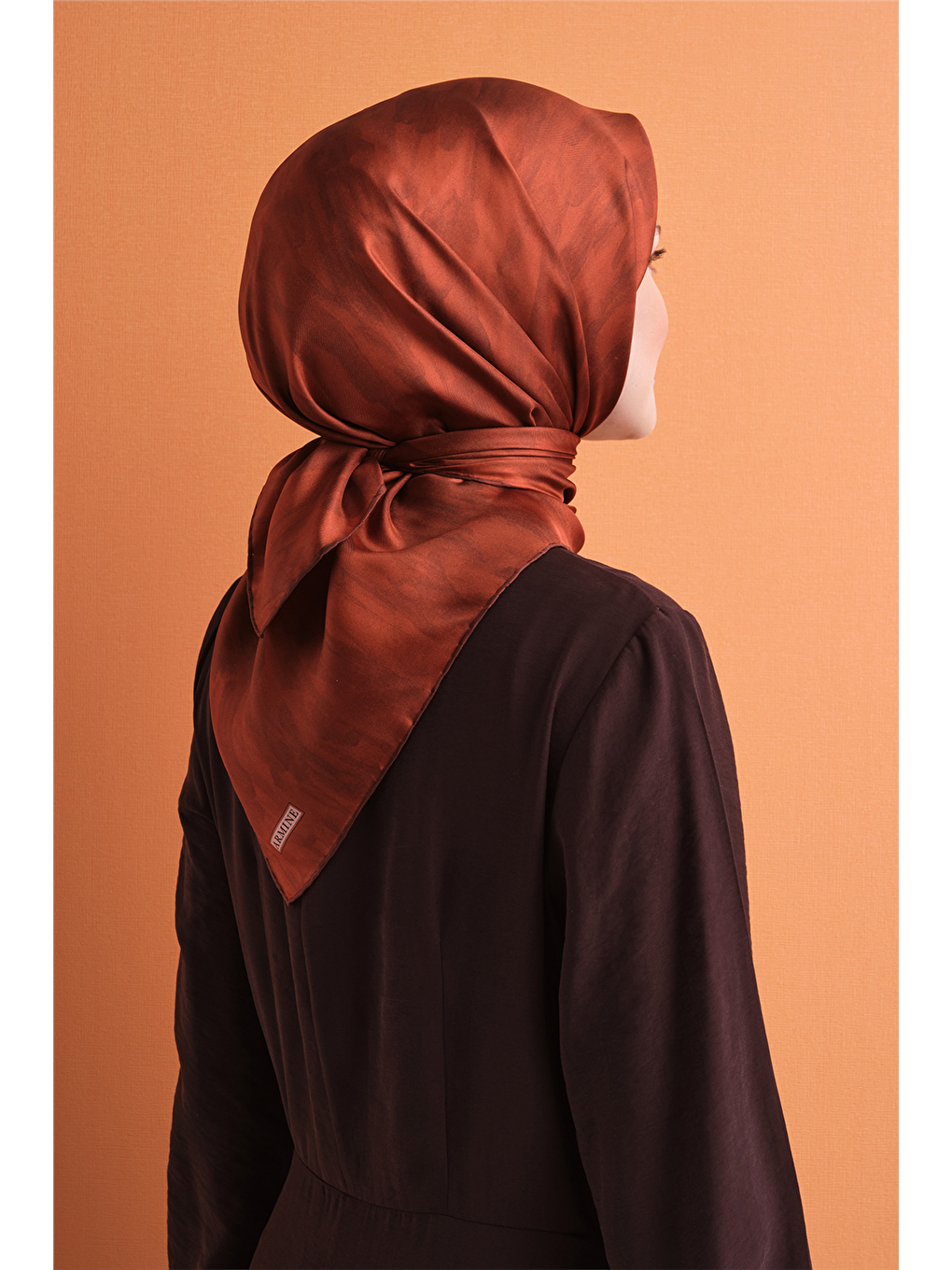 Kahverengi Saf İpek Twill Eşarp 9630d 84-3