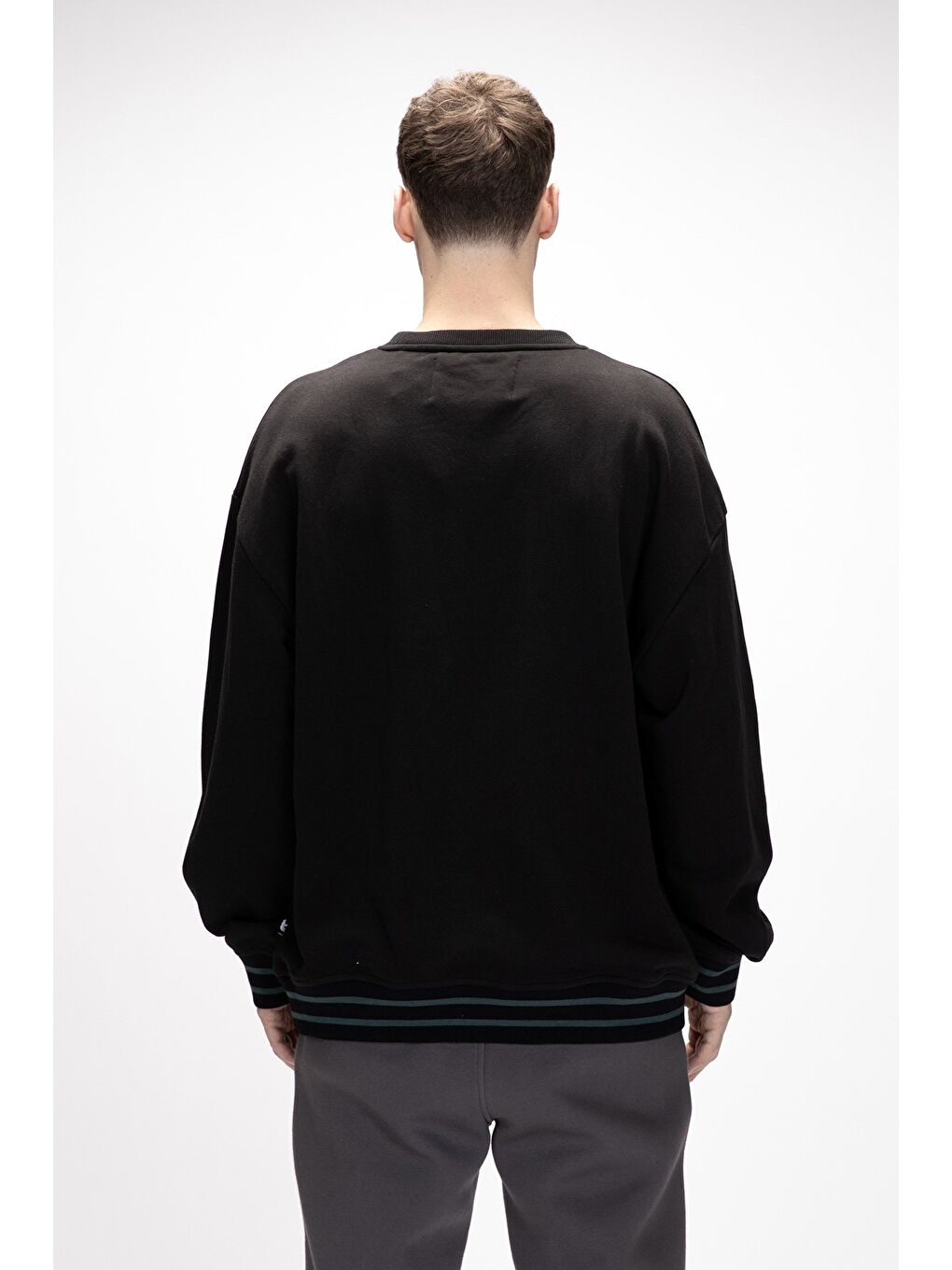 Siyah Vecna Si̇yah Oversize Erkek Baskılı Sweatshirt-2