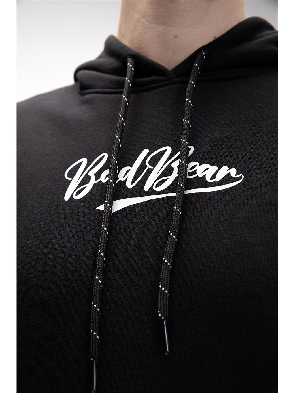 Siyah York Si̇yah Kapüşonlu Oversize Erkek Baskılı Sweatshirt-5