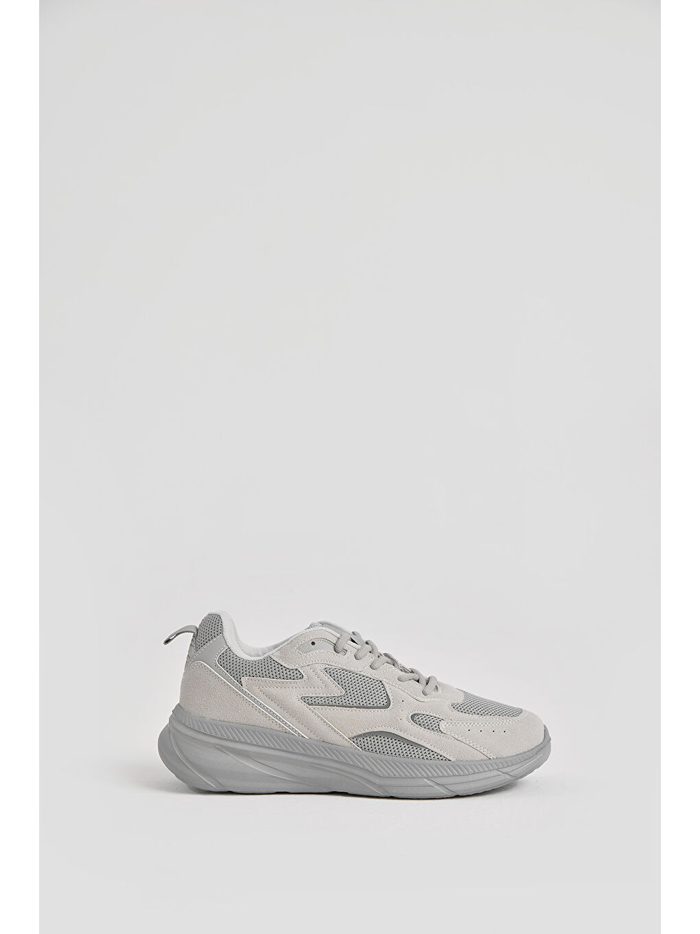 Erkek Gri Faylon Taban Nefes Alabilen Kumaş Reflektörlü Dalgalı Desenli Spor Ayakkabı-1