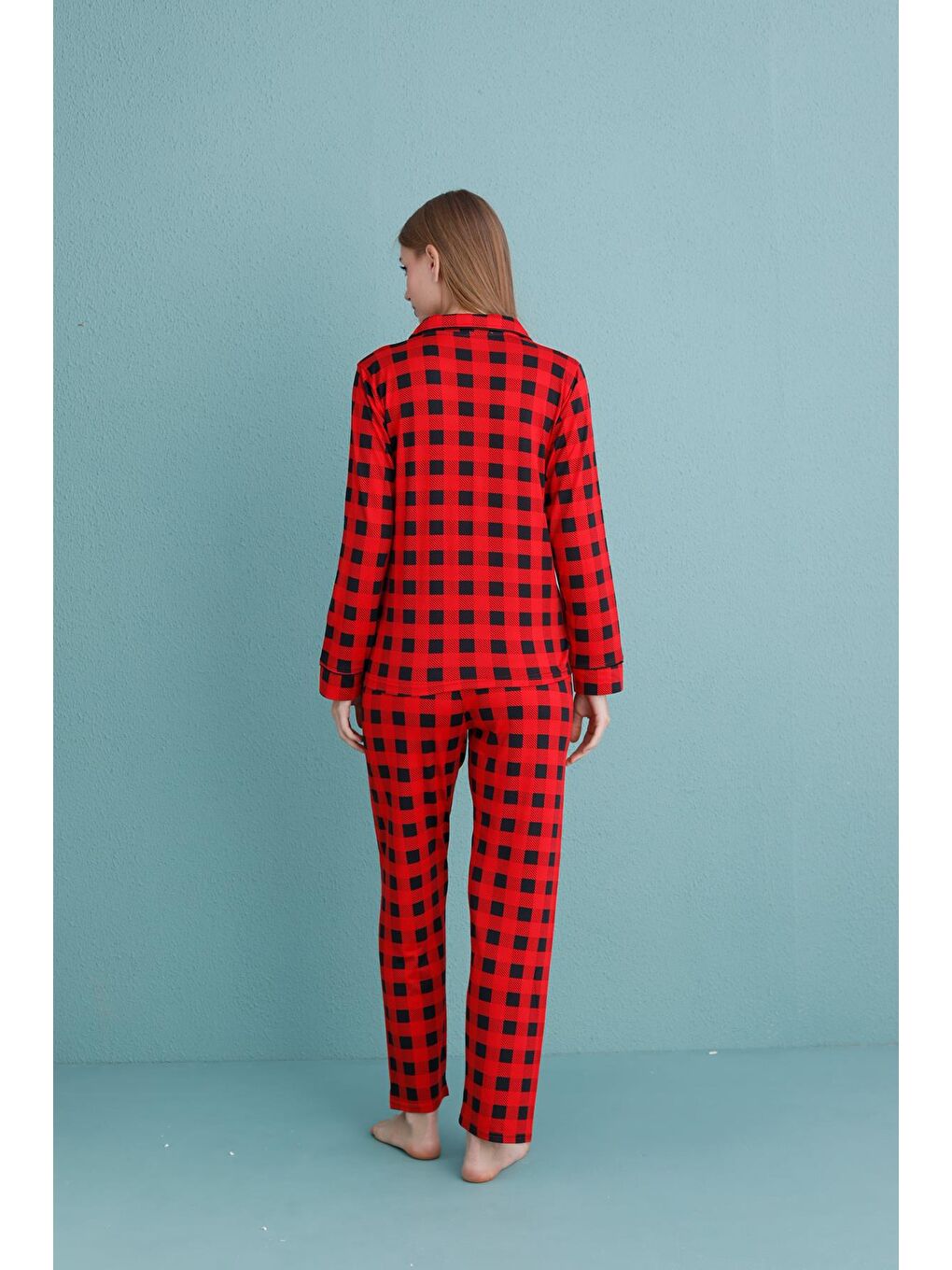 Kadın Milan Genç Önden Düğmeli Pijama Takımı | Kırmızı 50905-320-3