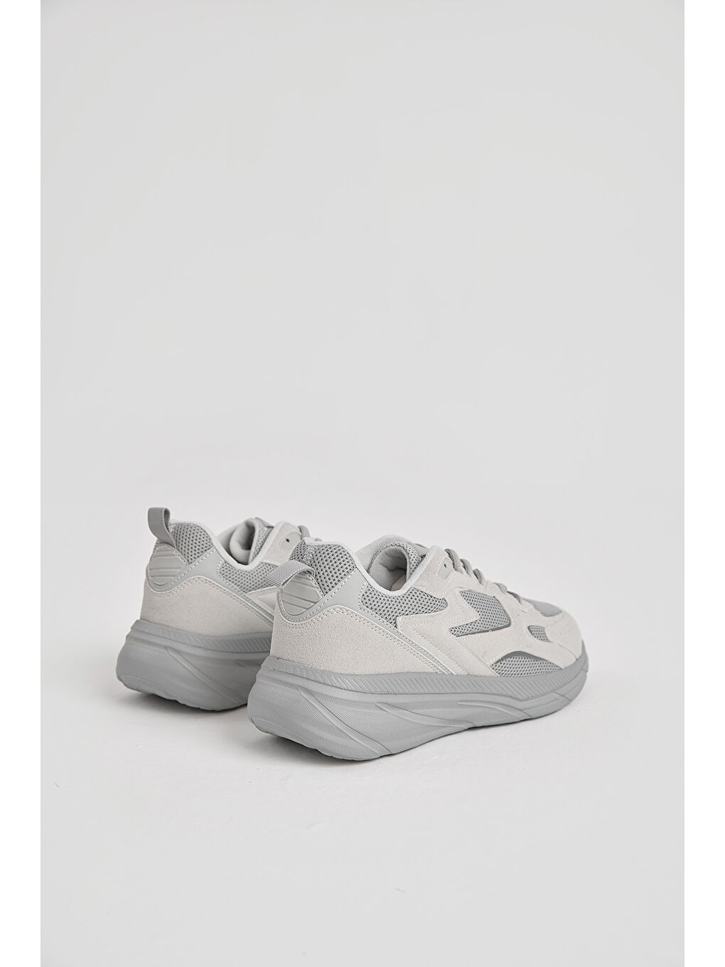 Erkek Gri Faylon Taban Nefes Alabilen Kumaş Reflektörlü Dalgalı Desenli Spor Ayakkabı-3