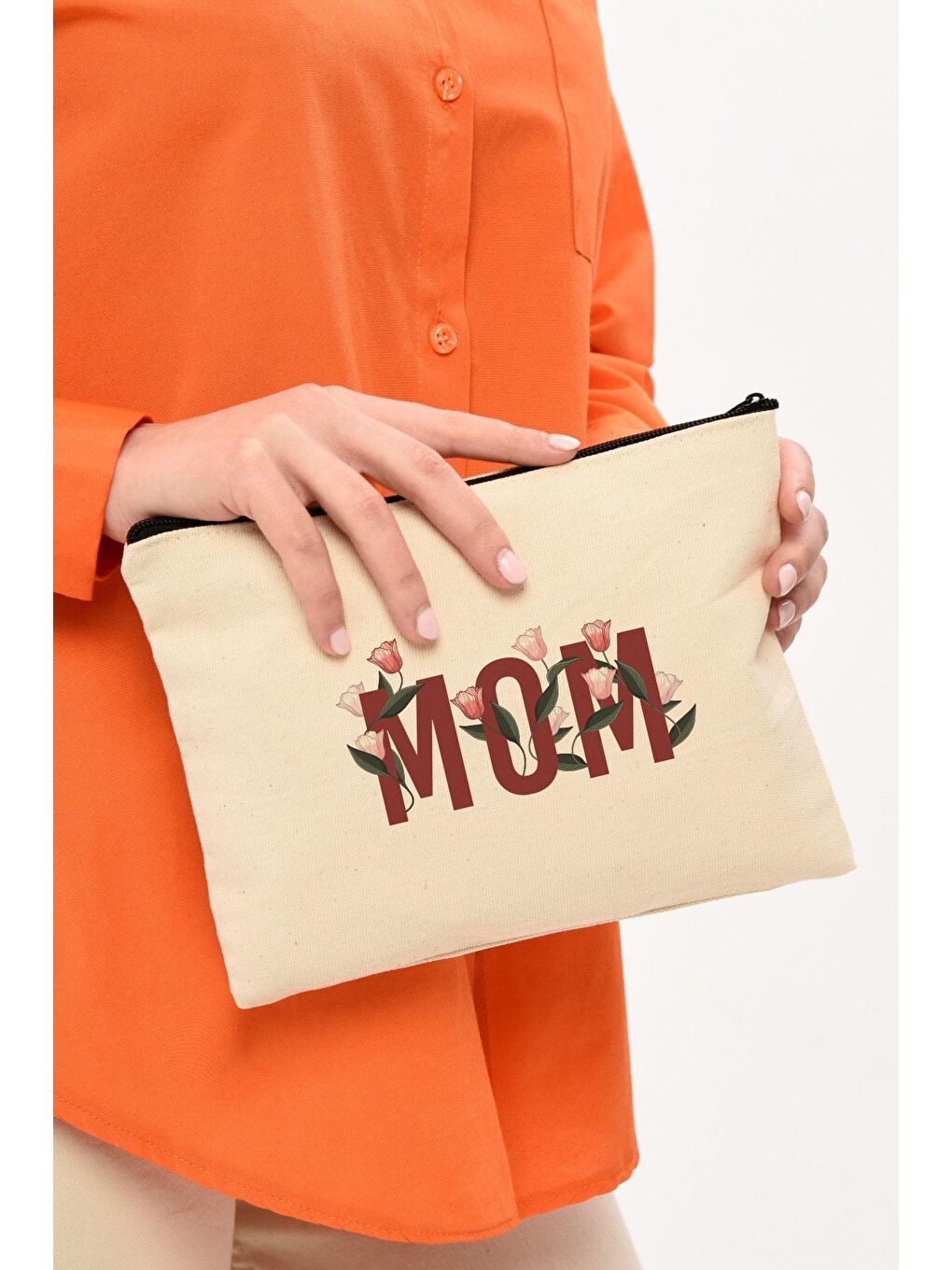 Clutch Mom Baskılı Kanvas Makyaj Çantası-3