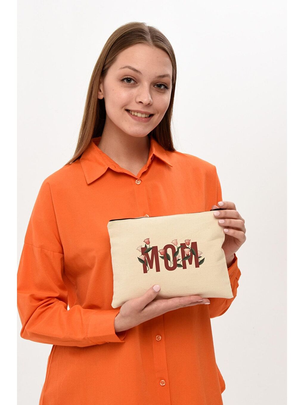 Clutch Mom Baskılı Kanvas Makyaj Çantası-7