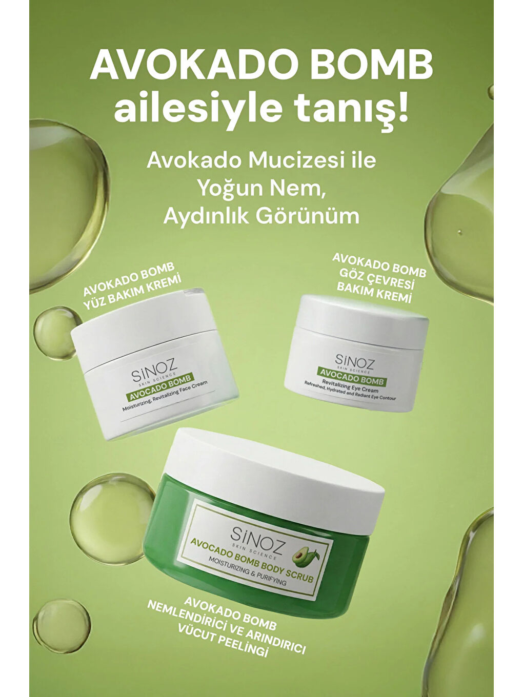 Avokado Bomb Yoğun Nemlendirici Yüz Kremi & Göz Kremi 2'li Bakım Seti-6