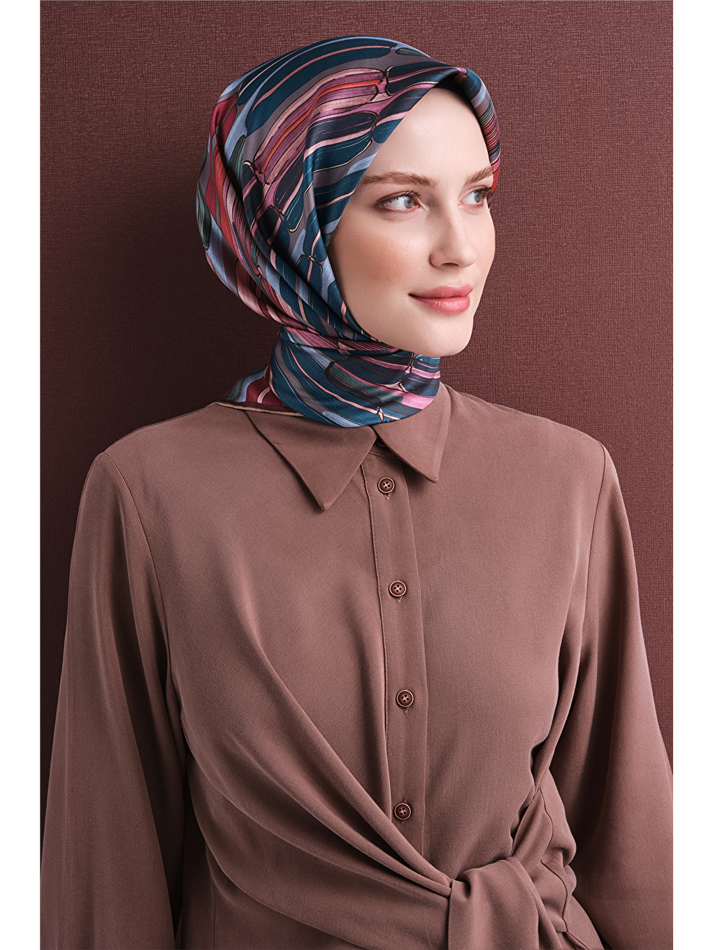 Petrol Saf İpek Twill Eşarp 9616d 37-1