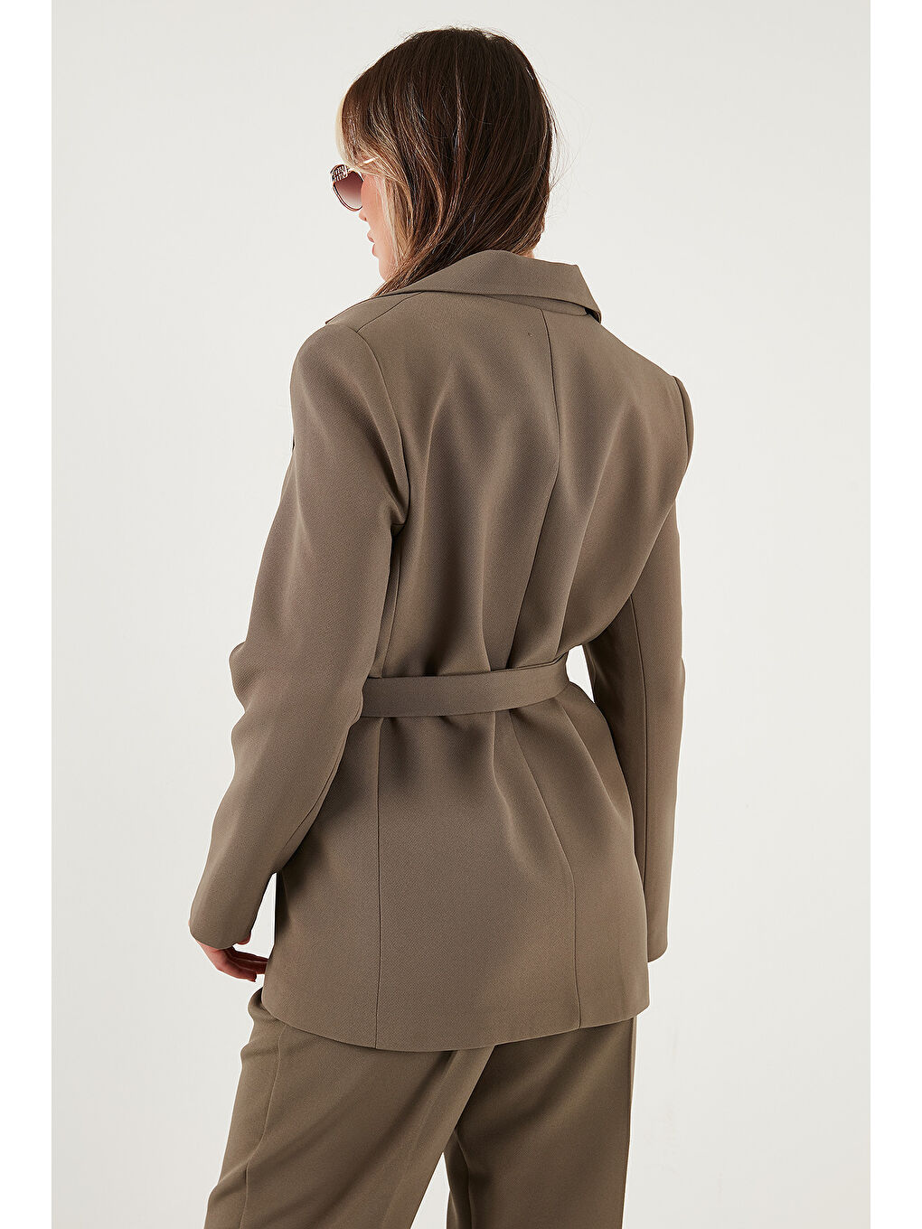 Haki Regular Fit Kruvaze Yaka Kemerli Blazer Ceket 6839367-6