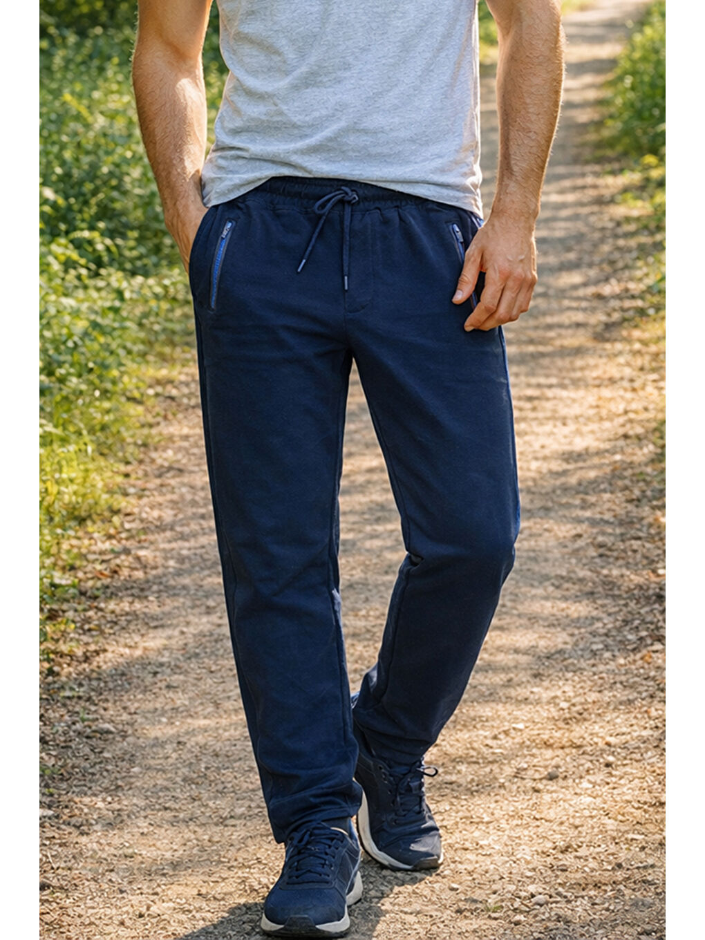 Erkek Beli Lastikli 3 Cepli Eşofman Altı 5059 Lacivert-3