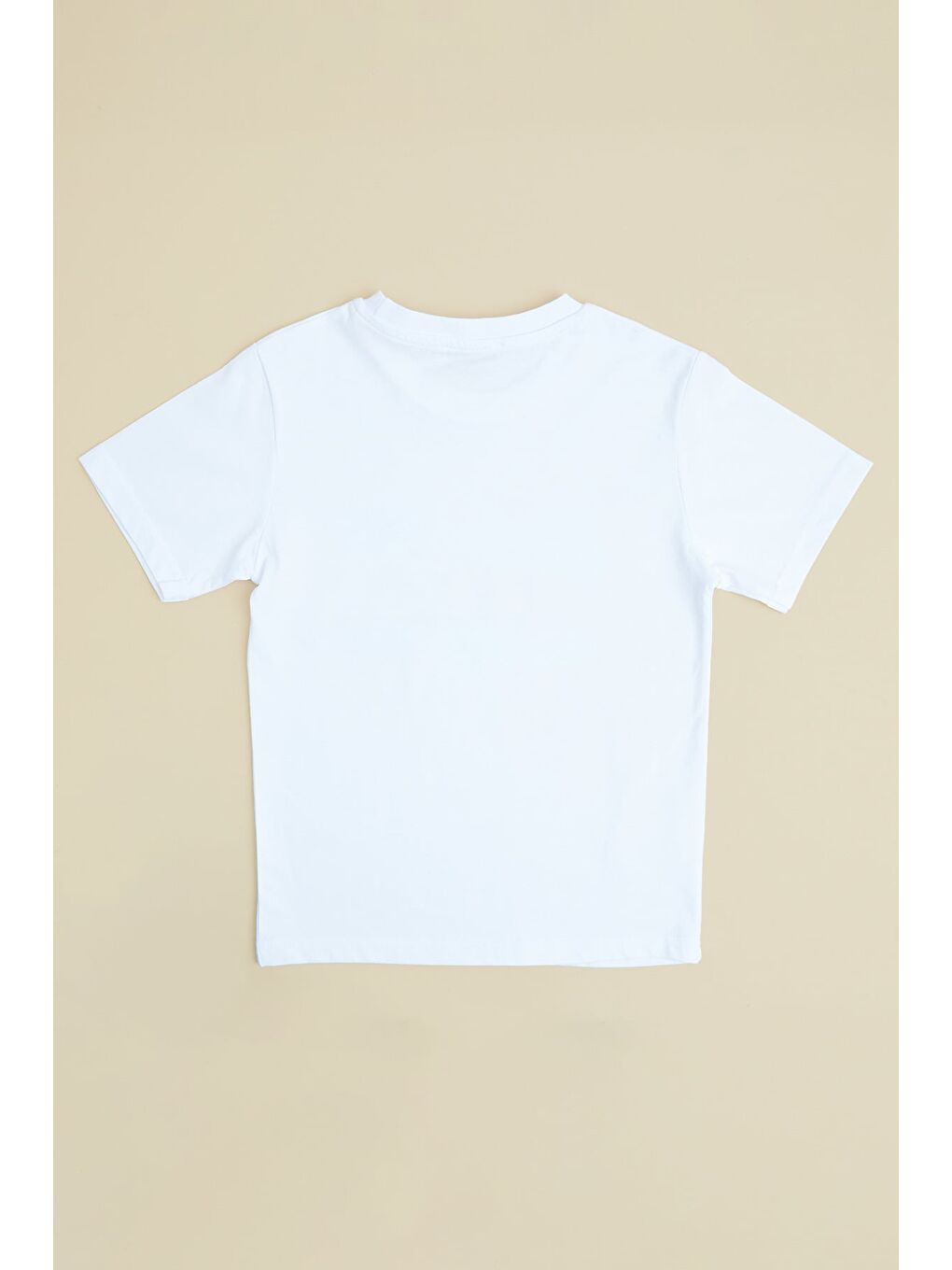 Beyaz Araba Baskılı Bisiklet Yaka Erkek Çocuk Tişört-1