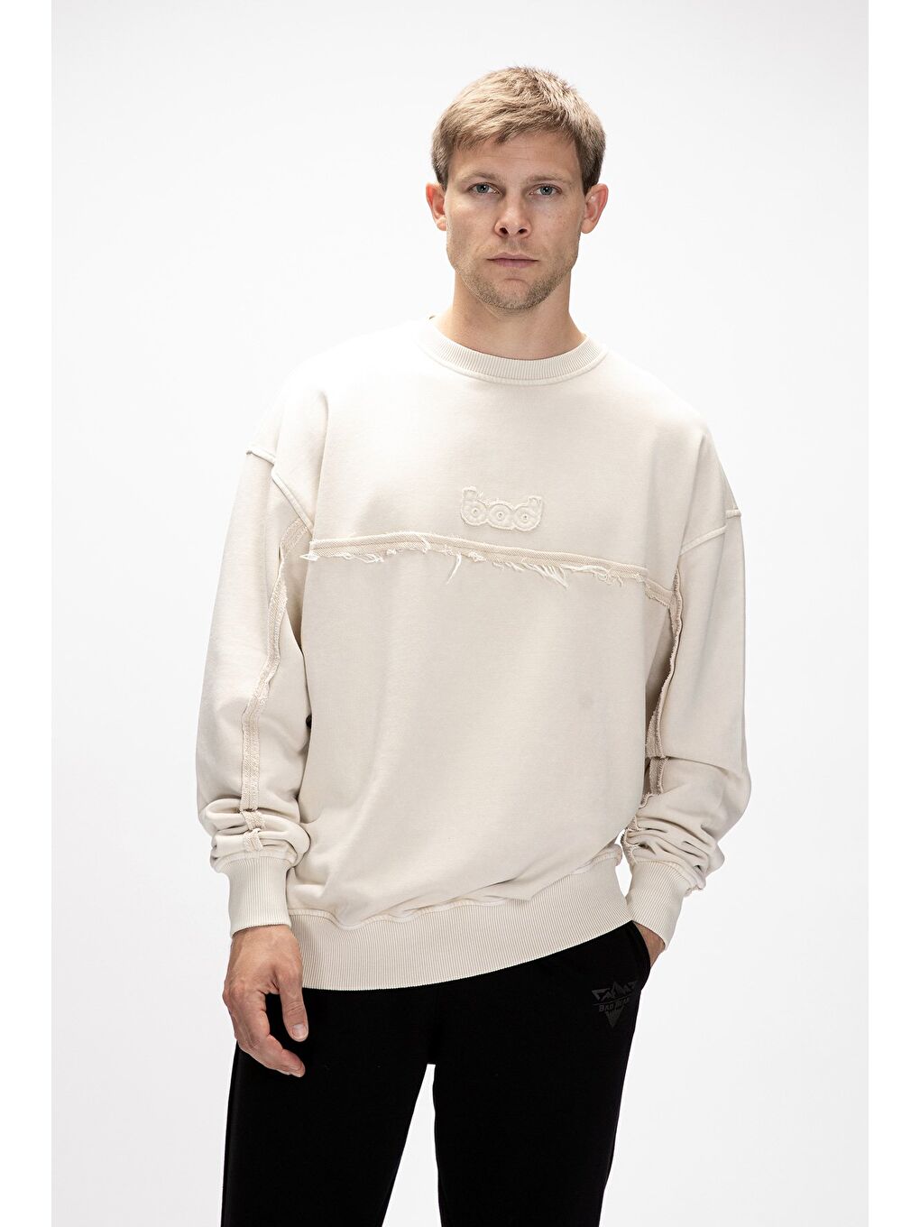 Vex Bej Oversize Erkek Sweatshirt-3