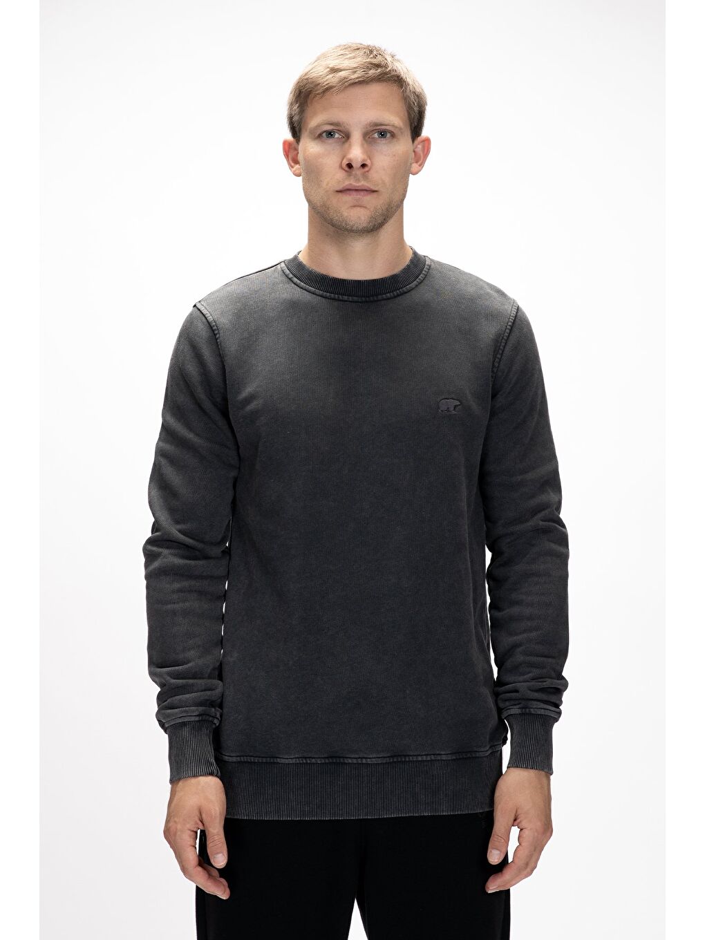 Siyah Dab Si̇yah Crewneck Erkek Sweatshirt