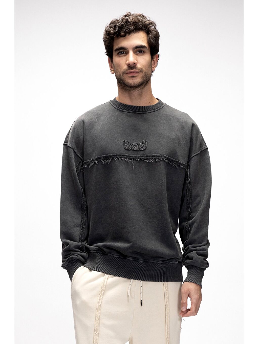 Siyah Vex Si̇yah Oversize Erkek Sweatshirt