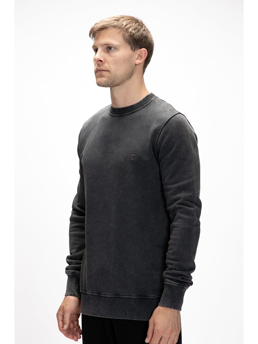 Siyah Dab Si̇yah Crewneck Erkek Sweatshirt-1