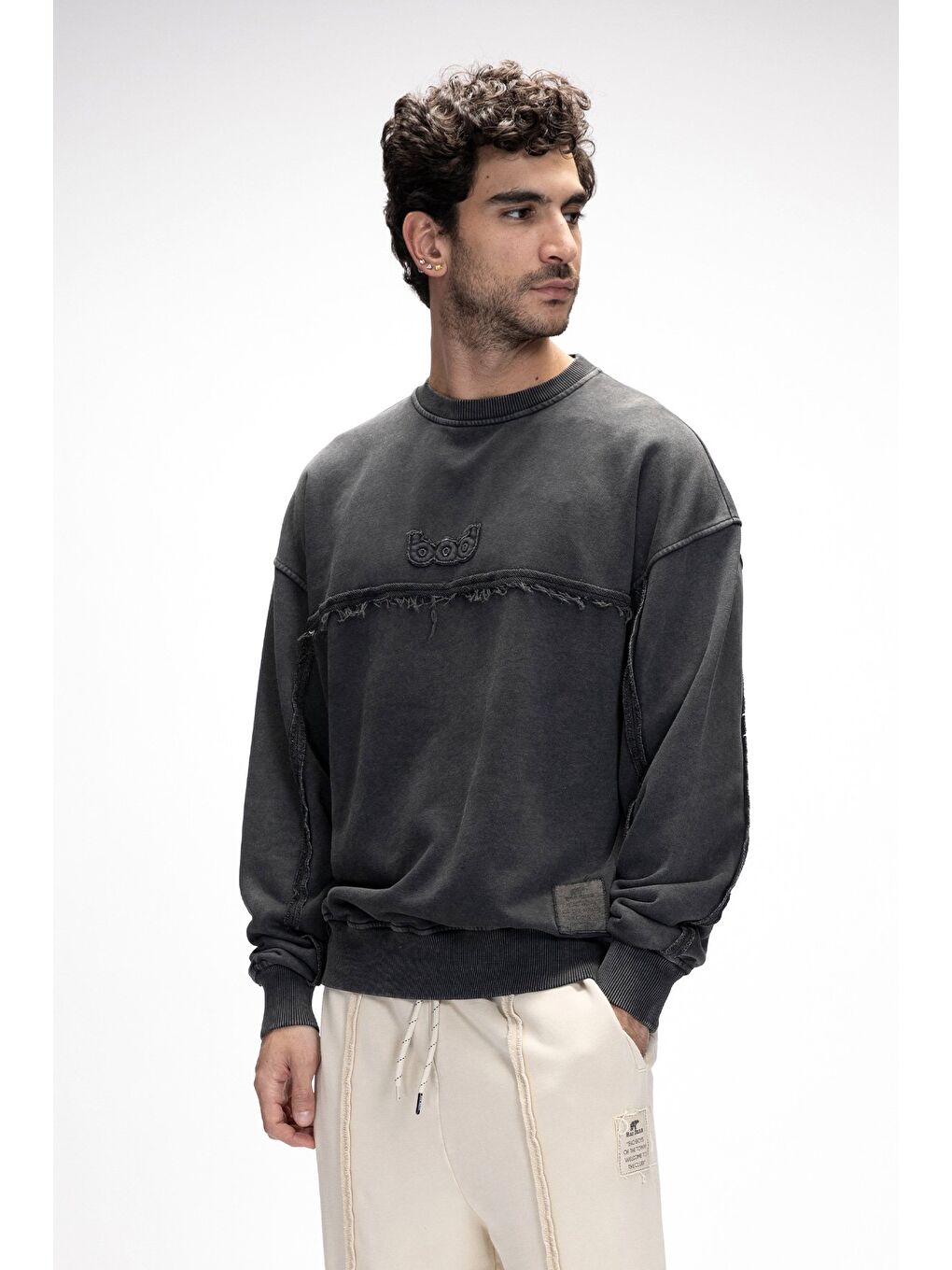 Siyah Vex Si̇yah Oversize Erkek Sweatshirt-2