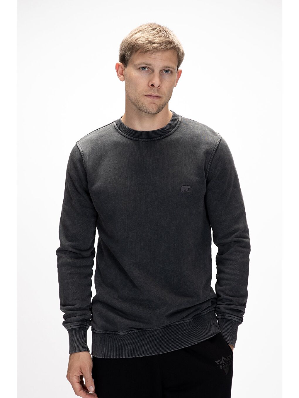 Siyah Dab Si̇yah Crewneck Erkek Sweatshirt-3