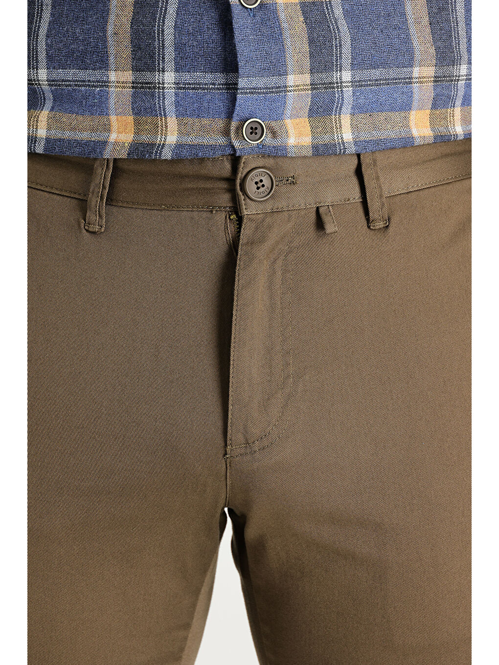 Kahverengi Slim Fit Dar Kesim Pamuk %100 Pamuk Kanvas / Chino Pantolon-2