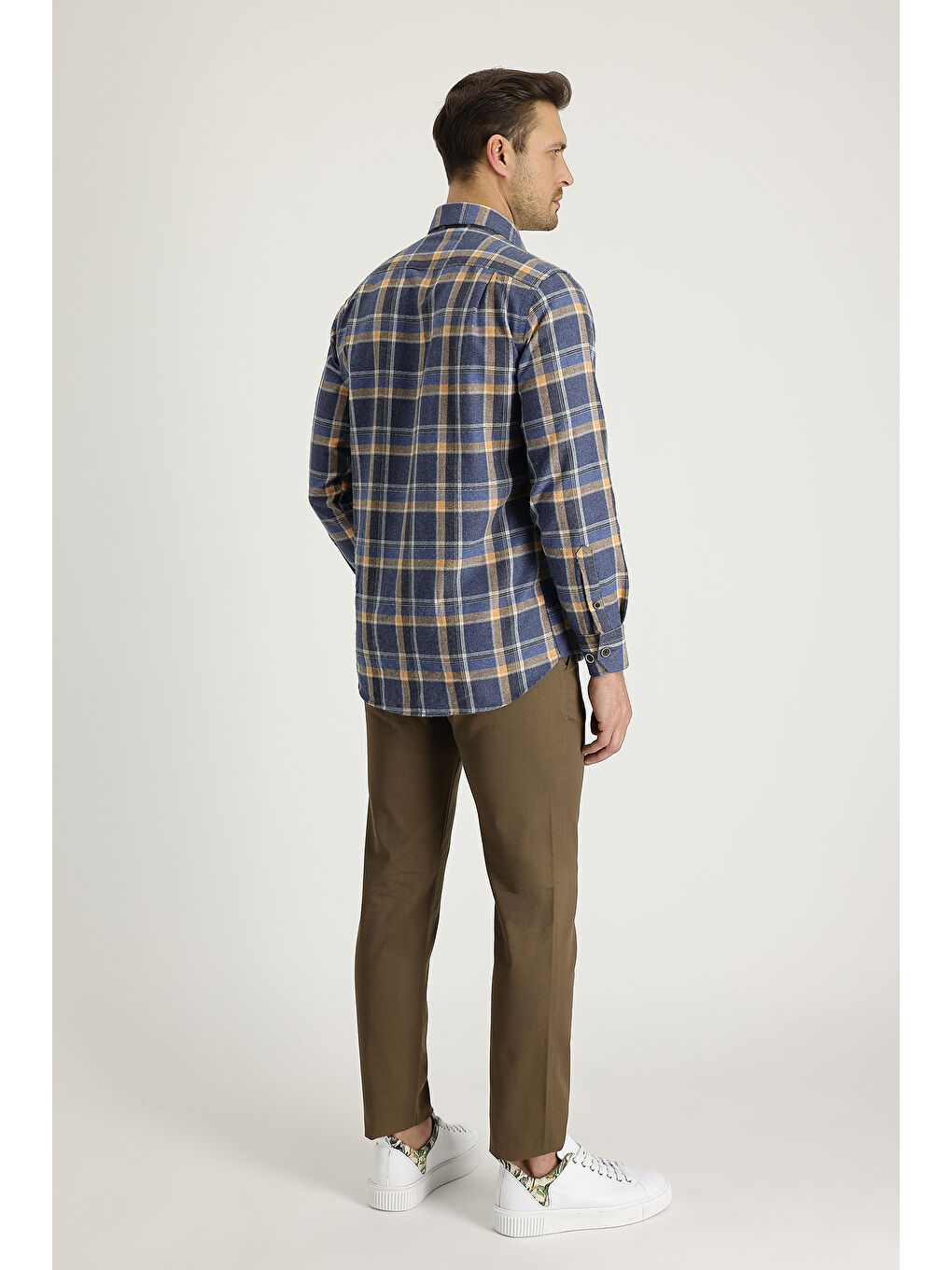 Kahverengi Slim Fit Dar Kesim Pamuk %100 Pamuk Kanvas / Chino Pantolon-3