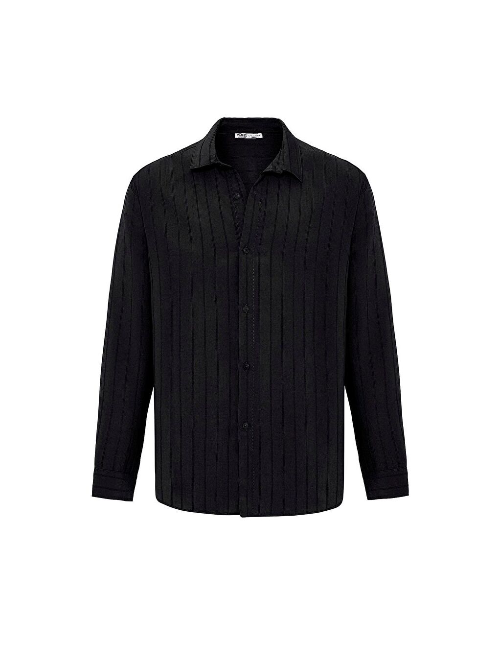 Çizgili Uzun Kol Oversize Gömlek Siyah-1