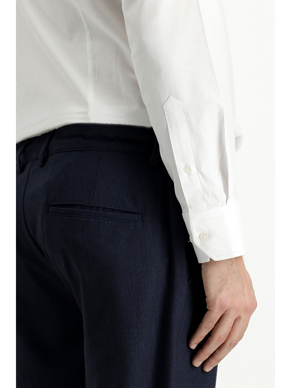 Lacivert Yünlü Beli Lastikli İpli Klasik Kumaş Pantolon-5