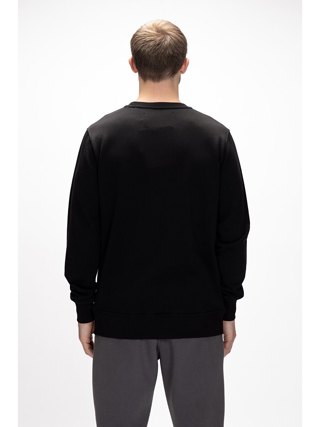 Siyah Mountain Si̇yah Crewneck Erkek Baskılı Sweatshirt-2