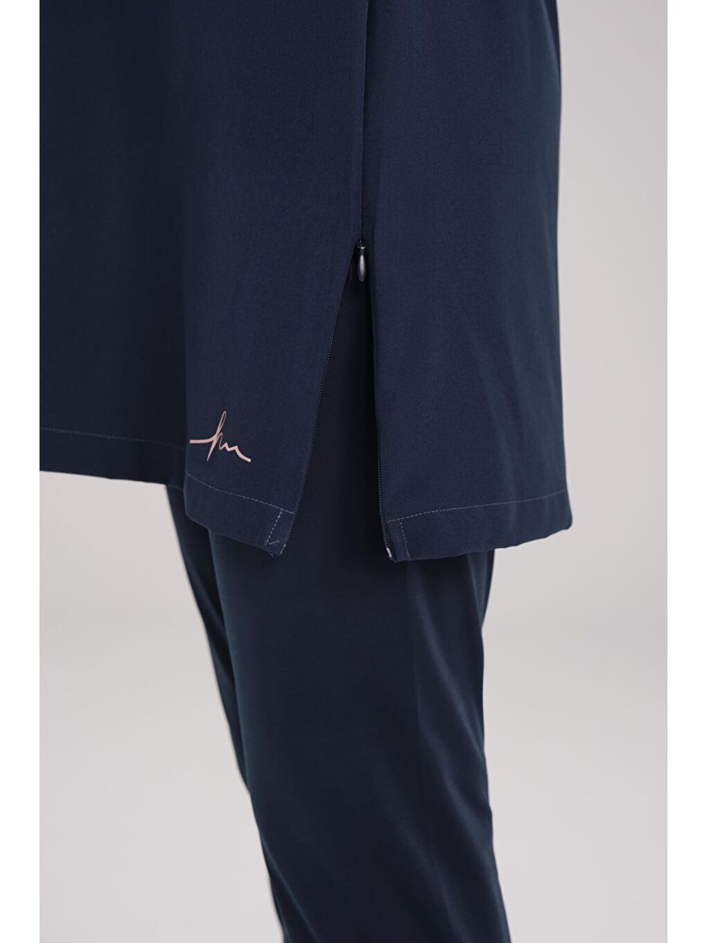 Petrol Esila Kolu Desenli Jileli 5 Parça Tam Tesettür Mayo Takımı 2944-9