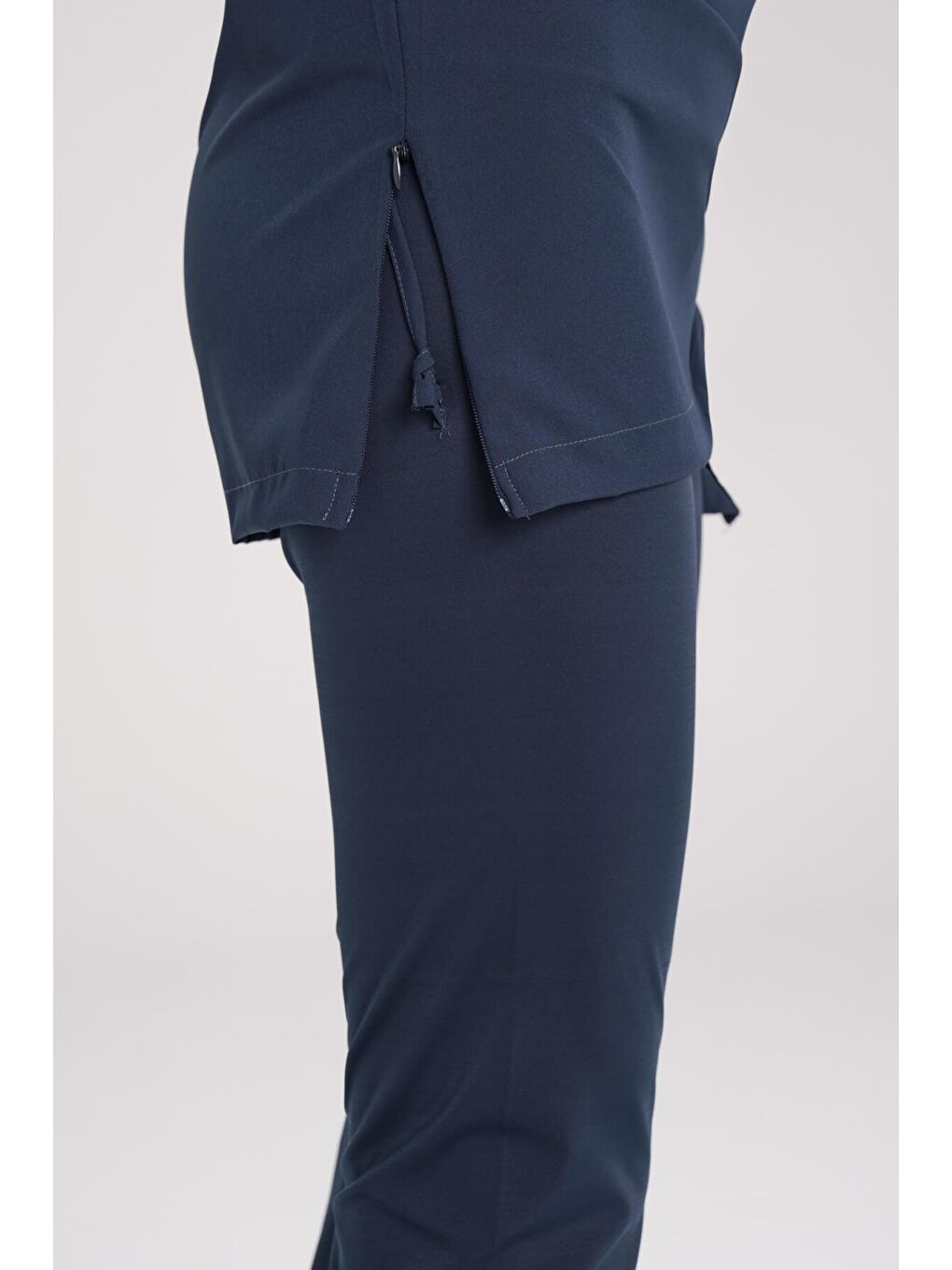 Petrol Esila Kolu Desenli Jileli 5 Parça Tam Tesettür Mayo Takımı 2944-10