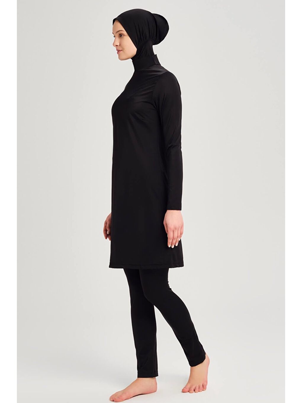 Siyah Elastanlı 4 Parça Tam Tesettür Mayo Takımı 6028-1