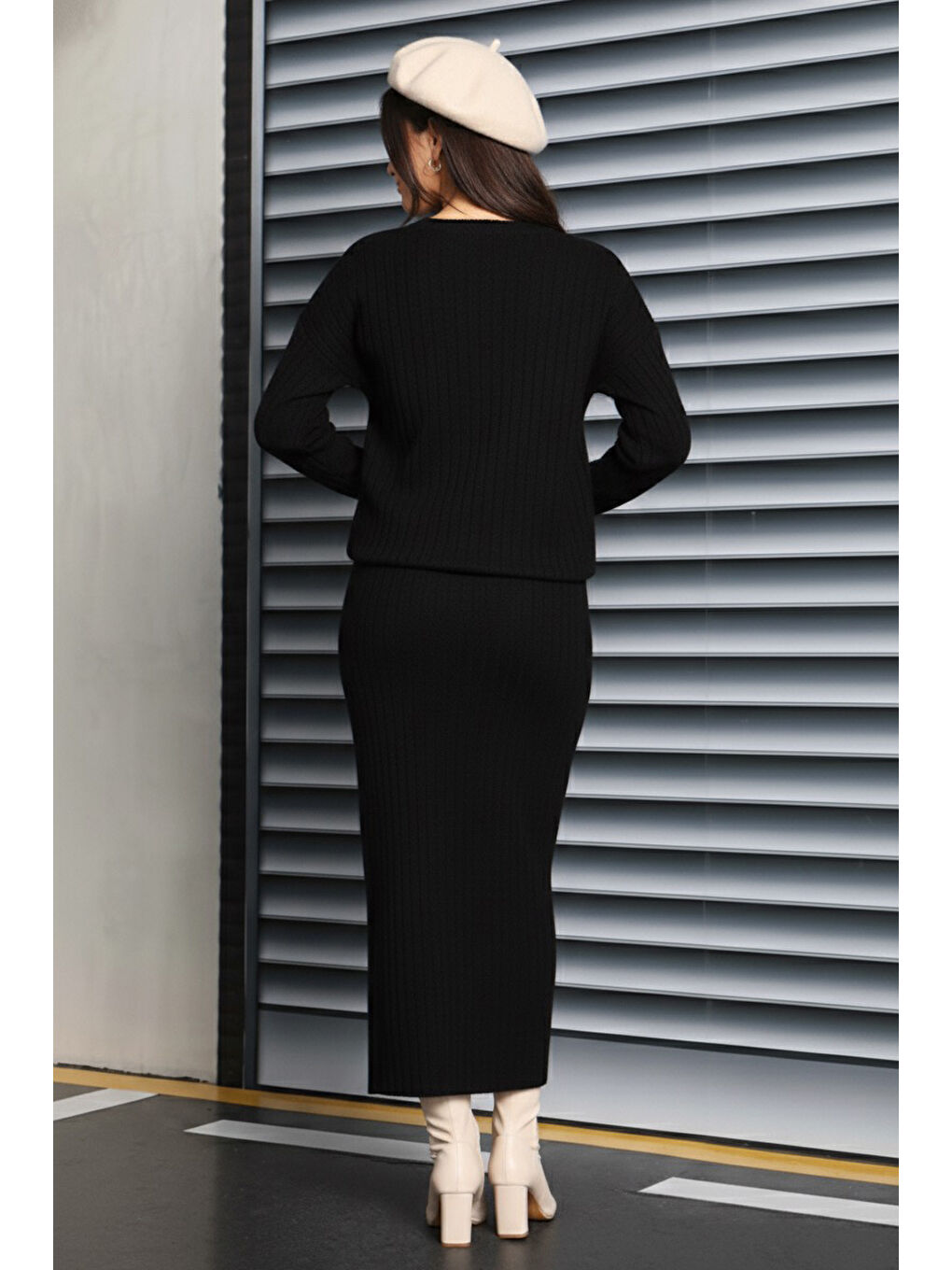 İnterlok Bluz Etekli Takım Siyah - 27814-SIYAH-2