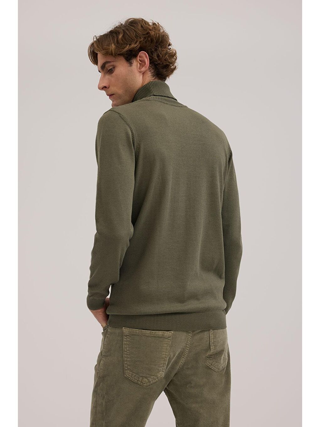 Haki Slim Fit Desenli Tam Balıkçı Yaka Triko-3