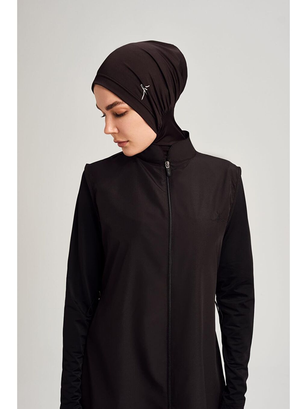 Siyah Jileli Tam Tesettür Mayo Üstü 6025-4