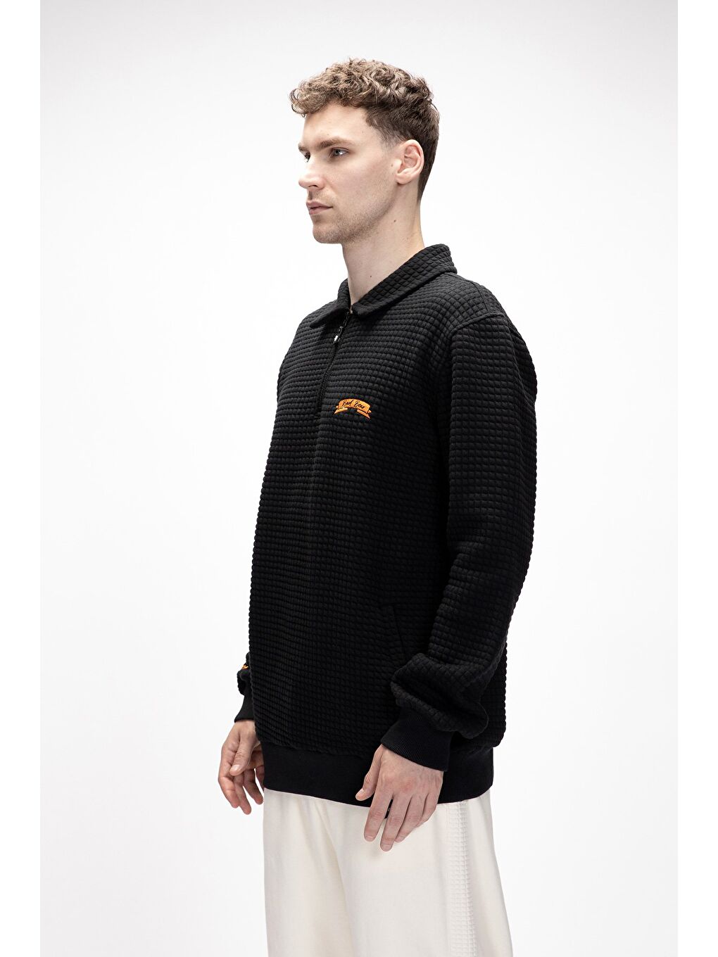 Siyah Diez Si̇yah Yarım Fermuarlı Erkek Sweatshirt-1