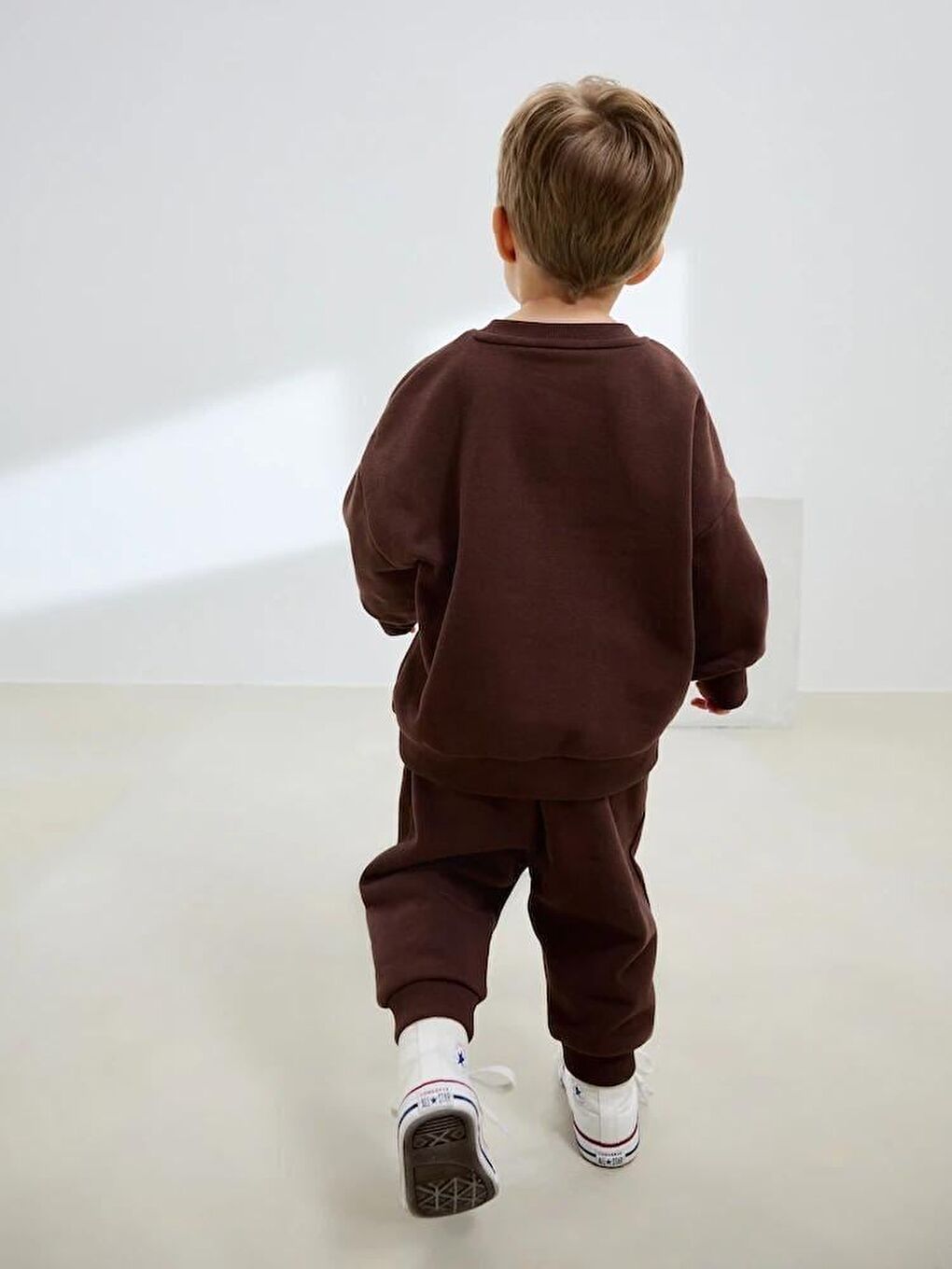 Erkek Çocuk Pamuklu Kahverengi Choco Milk Baskılı Eşofman Takım - Rahat Günlük Stil-2