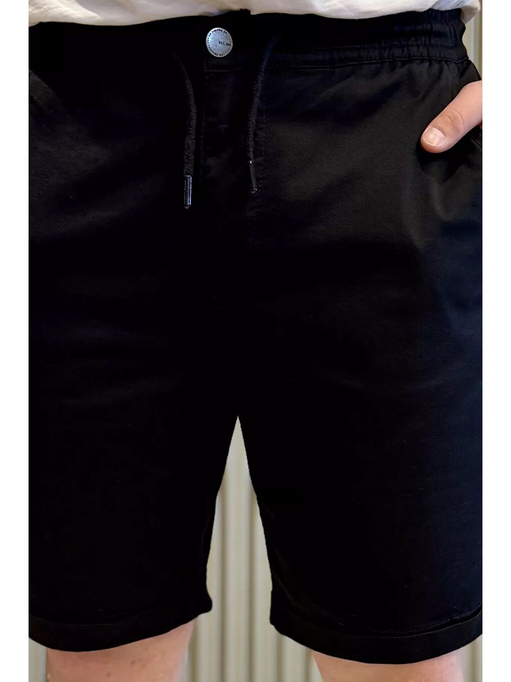 Siyah Duble Paça Erkek Şort-3