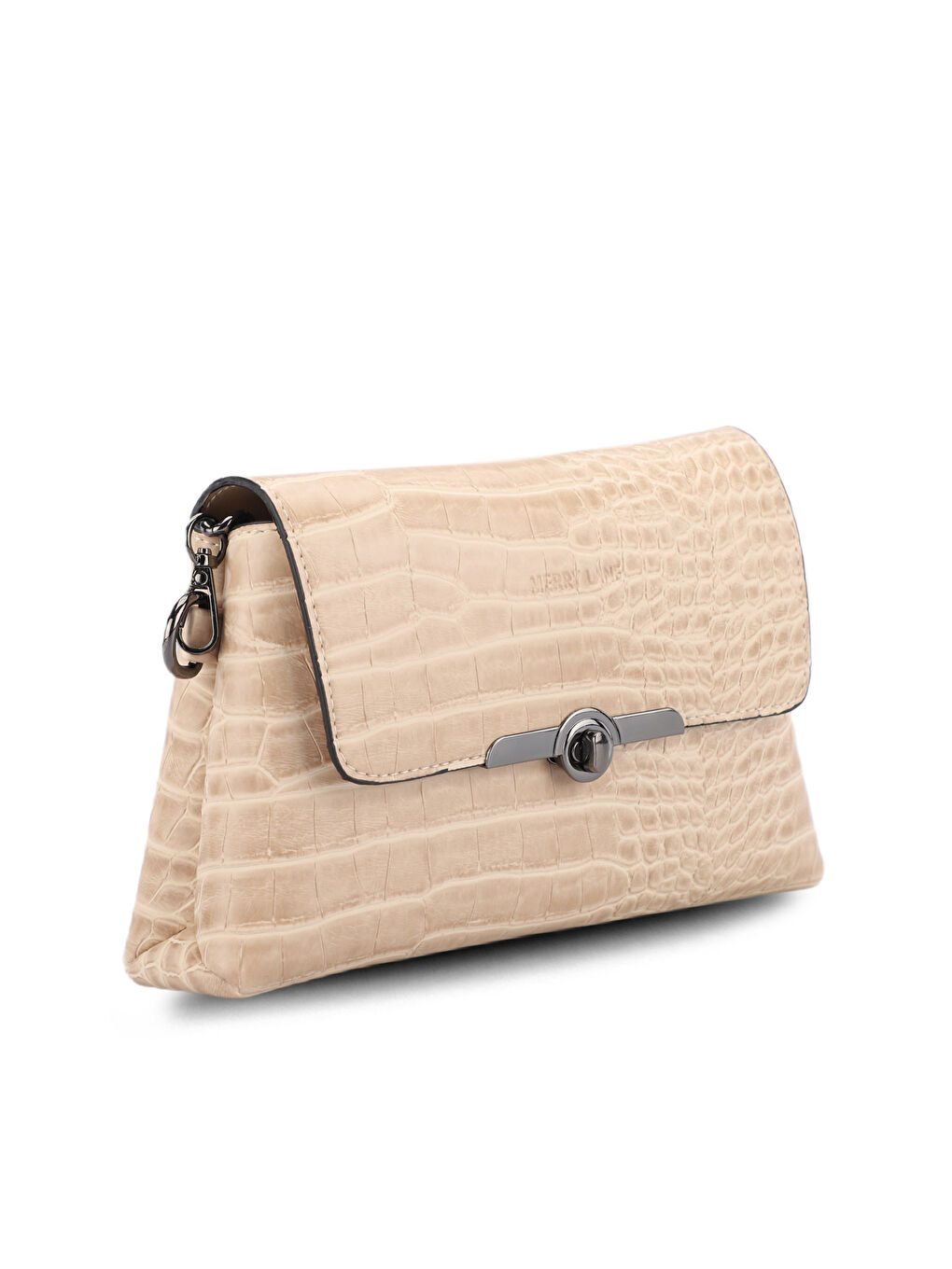 Bej TORINO KROKO Kadın Açık Kahve Omuz Çantası-1