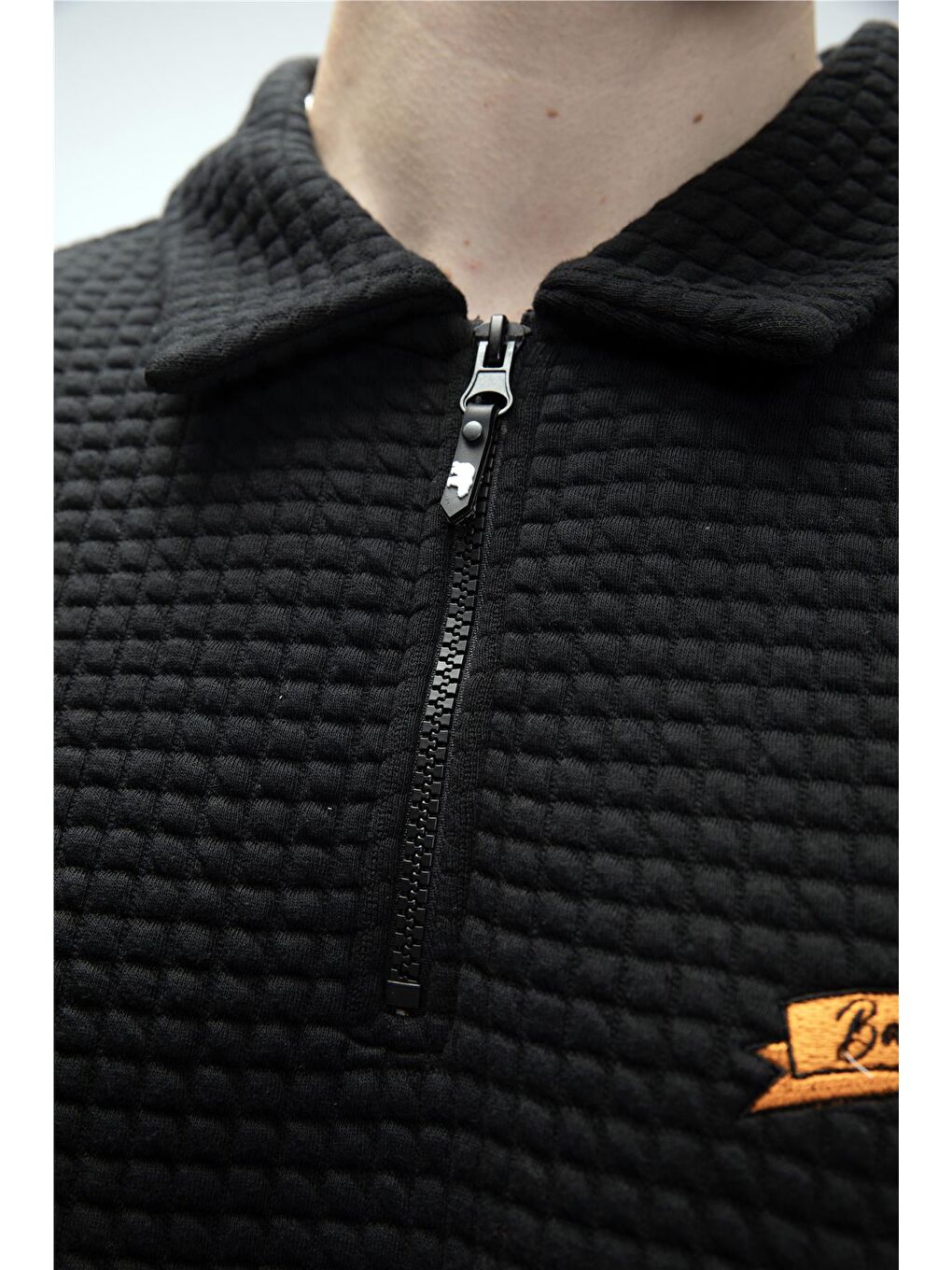 Siyah Diez Si̇yah Yarım Fermuarlı Erkek Sweatshirt-4