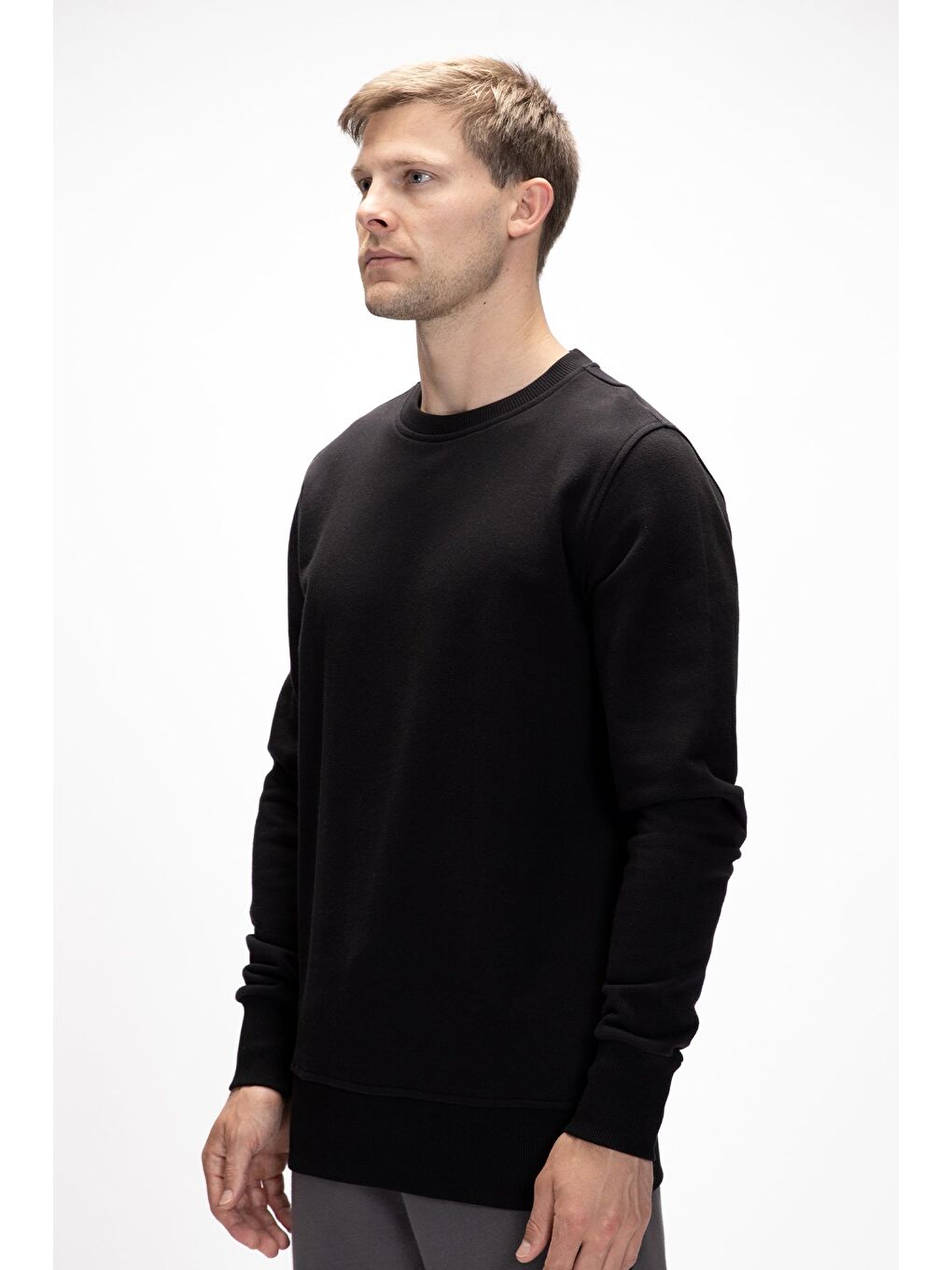 Siyah Corner Si̇yah Crewneck Erkek Sweatshirt-1