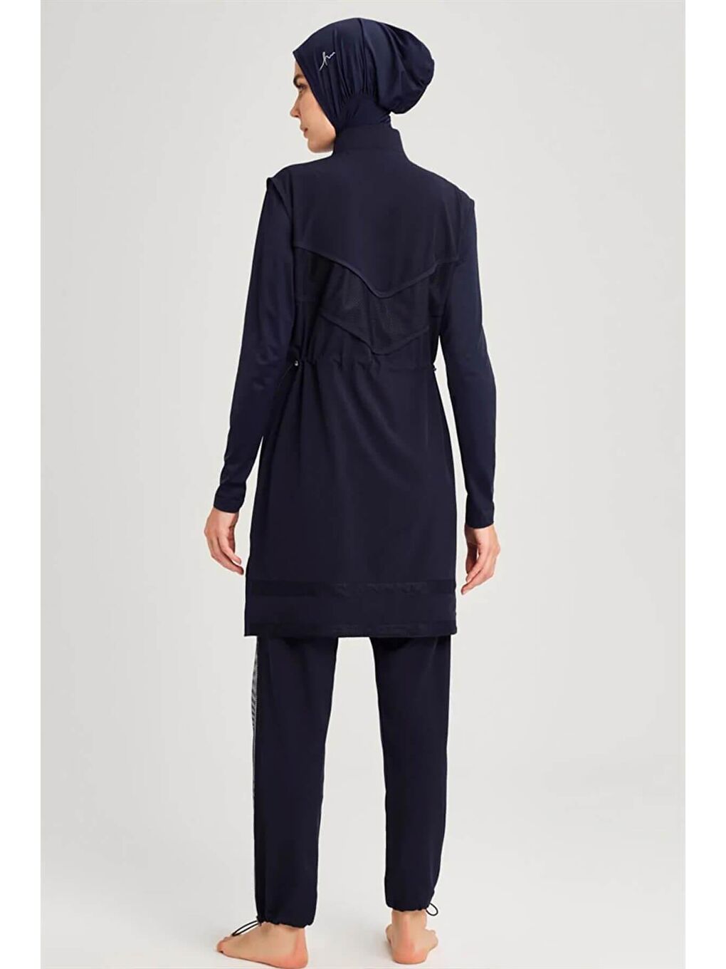 File Detaylı Lacivert 5 Parça Tam Tesettür Mayo Takımı 2853-4