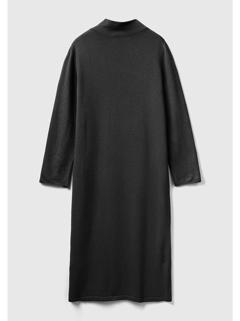 Kadın Siyah Kaşmir Karışımlı Dik Yaka Elbise-3