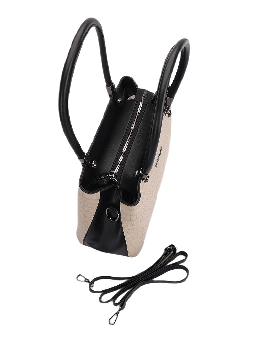 ROMA KROKO Kadın El Çantası Bej-3