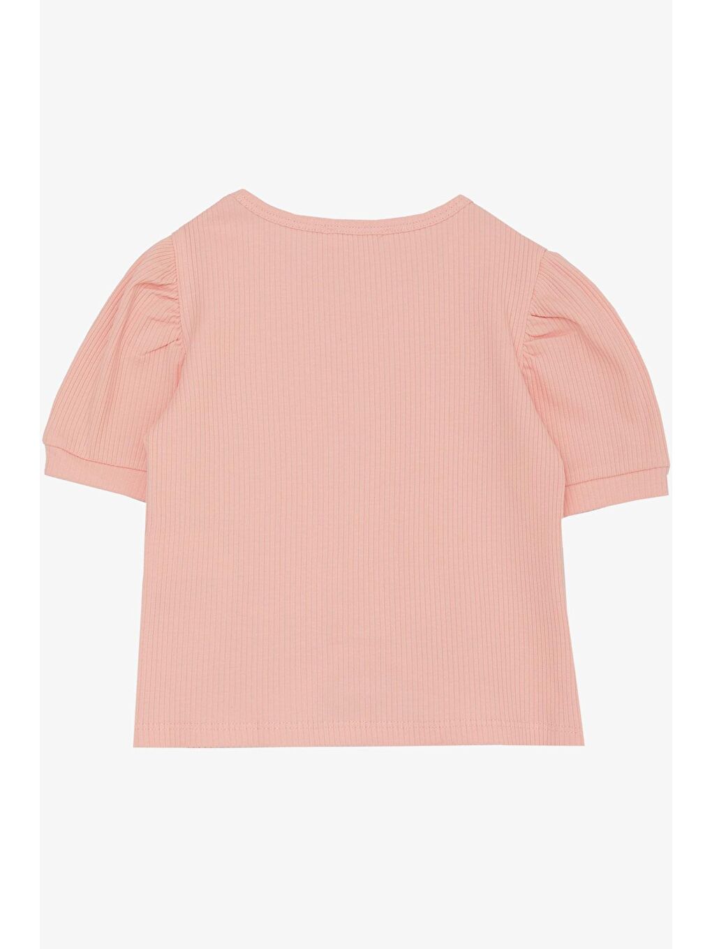 Pembe Kız Çocuk Crop Tişört Göbek Dekolte Detaylı Somon (8-14 Yaş)-1