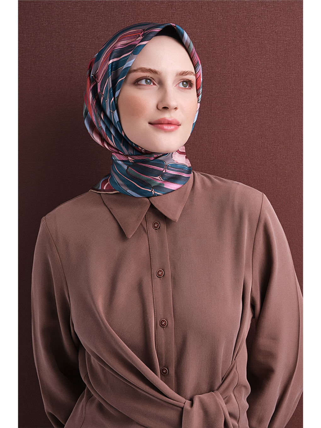 Petrol Saf İpek Twill Eşarp 9616d 37-2